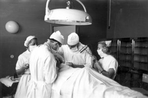 Stora operationssalen 1947, ögonkliniken i Lund.. 